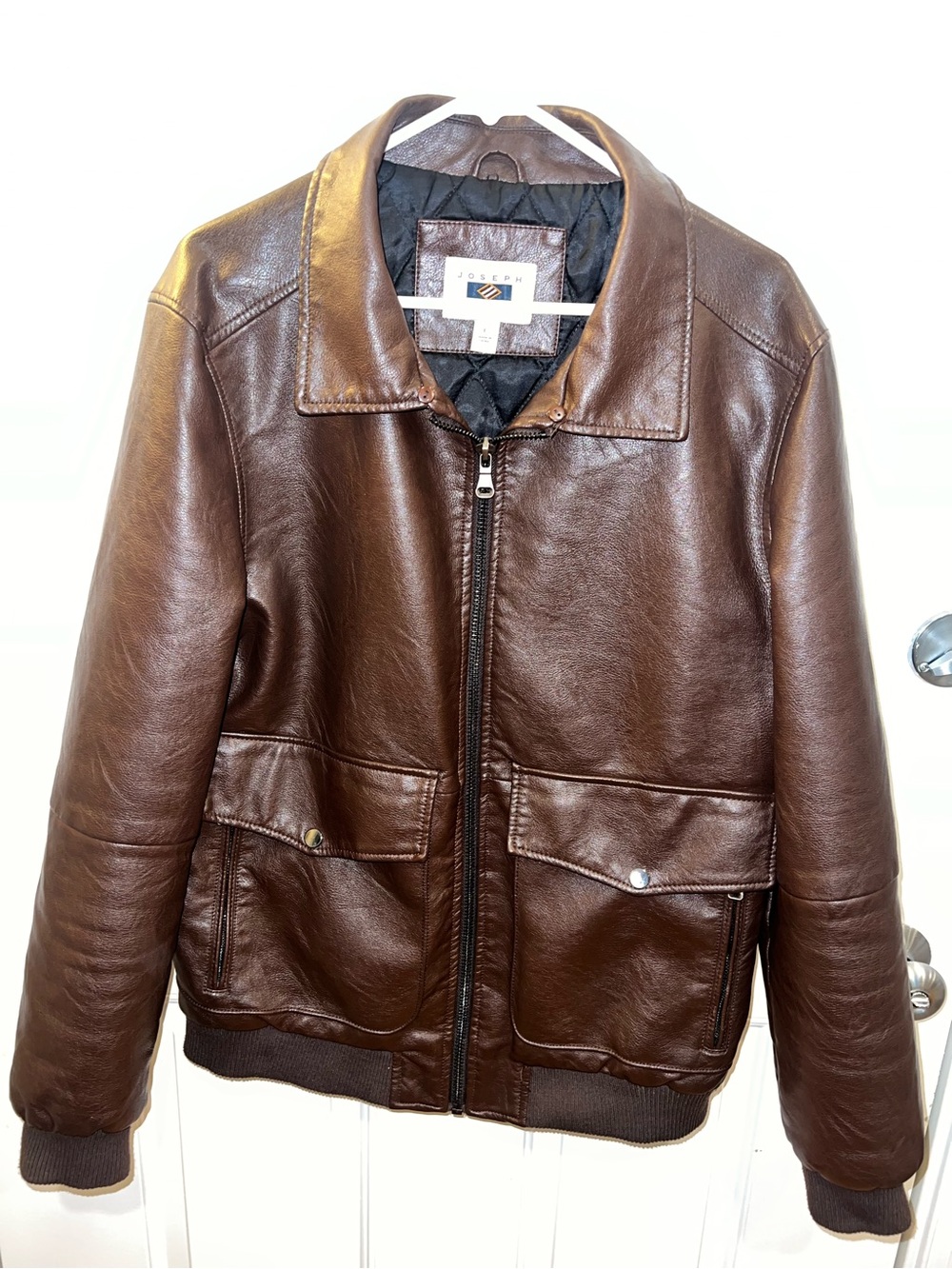 Joseph Abboud Brown Leather Bomber Jacket